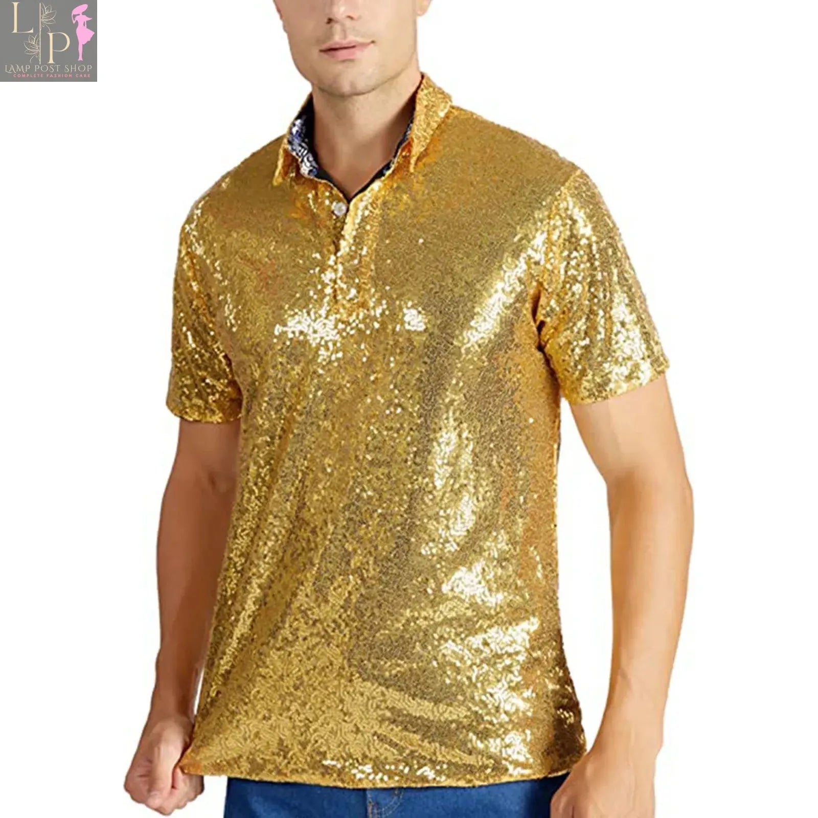 Men's Relaxed Short Sleeve Polo Shirts, 70s Disco Nightclub Party T-Shirts, Business Casual Men's Wear Lamp Post